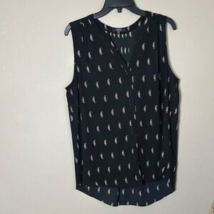 NYDJ Black Sleeveless Blouse with Pattern Womens size medium
